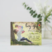 ジェンダーリビールの編集可能招待状、写真を追加 ポストカード (スタンド正面)