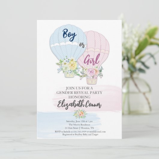 ジェンダーリビールウォーター色ホットバロン招待状 招待状 (スタンド正面)