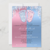ジェンダーリビールグリッタードリップピンクブルー男の赤ちゃんガール 招待状 (正面)