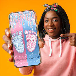 ジェンダーリビールグリッターVIPピンクブルー男の赤ちゃんガール 招待状