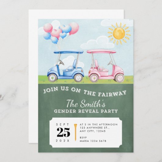 ジェンダーリビールゴルフテーマ招待状 招待状 (正面/裏面)