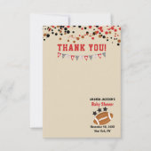 ジェンダーリビールサッカーテーマ男の赤ちゃんシャワー サンキューカード (正面)