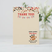 ジェンダーリビールサッカーテーマ男の赤ちゃんシャワー サンキューカード (スタンド正面)