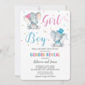 ジェンダーリビールゾウ男の赤ちゃんまたはベビーガール 招待状 (正面)