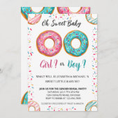 ジェンダーリビールドーナツテーマベビーシャワーパーティー 招待状 (正面/裏面)