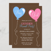ジェンダーリビールハートバルーンピンクと青 招待状 (正面/裏面)