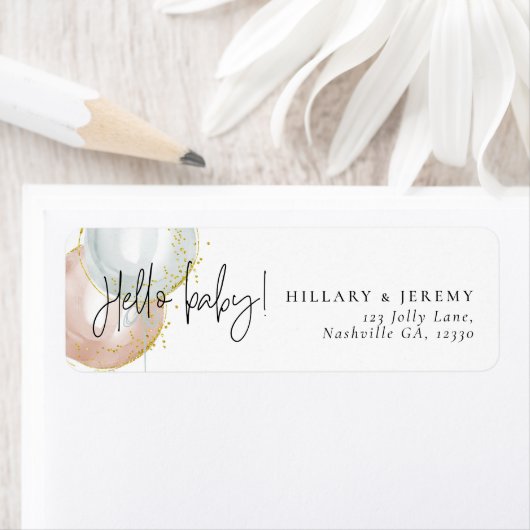 ジェンダーリビールバルーンベビーシャワー差出人住所 ラベル (インサイチュ)