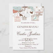 ジェンダーリビールバードケージベビーシャワー招待状 招待状 (正面)