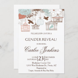 ジェンダーリビールバードケージベビーシャワー招待状 招待状