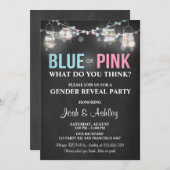 ジェンダーリビールパーティの招待状素朴チョークシャワー 招待状 (正面/裏面)