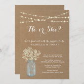 ジェンダーリビールパーティの招待状素朴- Kraft 招待状 (正面/裏面)