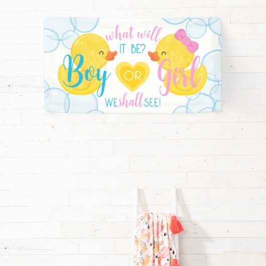 ジェンダーリビールパーティー ゴムの水鳥 中性または性別発表パーティー 横断幕 (インサイチュ)