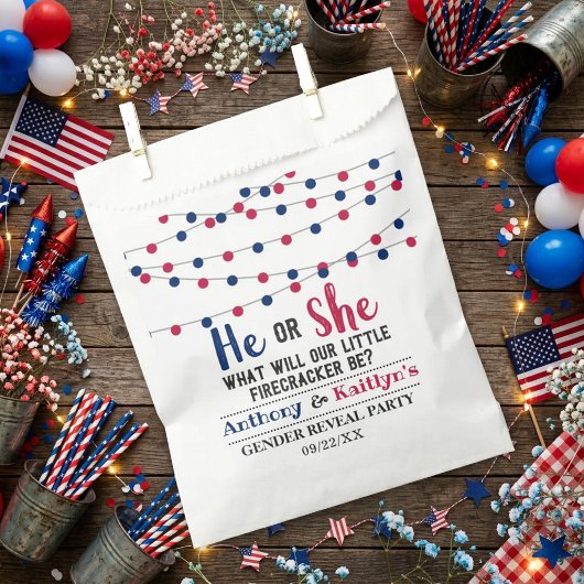 ジェンダーリビールパーティー 4th July ストリングライト フェイバーバッグ