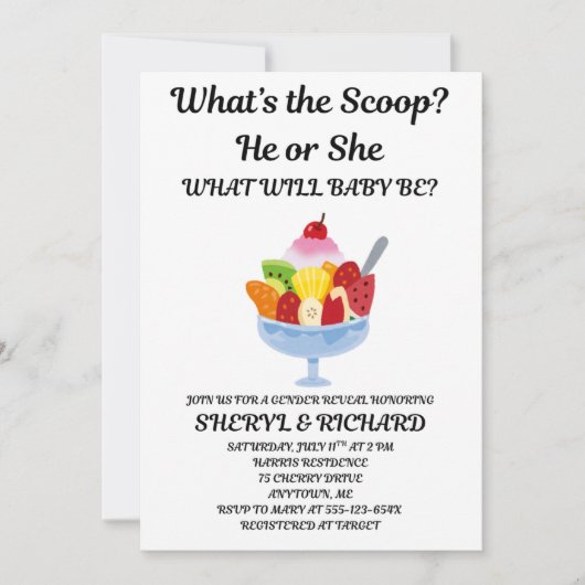 ジェンダーリビールパーティー What's the Scoop 招待状 (正面)