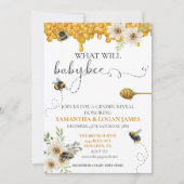 ジェンダーリビールビーハニーウォーターカラーデイジー 招待状 (正面)