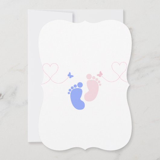 ジェンダーリビールピンクガールブルー男の赤ちゃん招待状 セーブザデート (裏面)