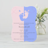 ジェンダーリビールピンクガールブルー男の赤ちゃん招待状 セーブザデート (スタンド正面)