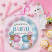 ジェンダーリビールピンクブルーギンガムベビーQ BBQ ペーパープレート (パーティー)