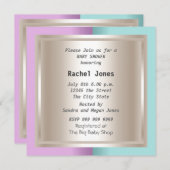 ジェンダーリビールピンクブルークリームベビーシャワーパーティー 招待状 (正面/裏面)