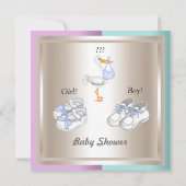 ジェンダーリビールピンクブルークリームベビーシャワーパーティー 招待状 (裏面)