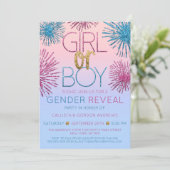 ジェンダーリビールピンクブルーグリッタースターバスト グラデーション 招待状 (スタンド正面)