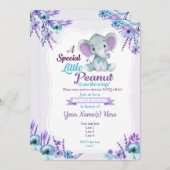 ジェンダーリビールピーナッツ招待状パープルティール（緑がかった色） 招待状 (正面/裏面)