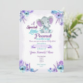 ジェンダーリビールピーナッツ招待状パープルティール（緑がかった色） 招待状 (スタンド正面)