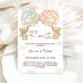 ジェンダーリビールベアーパステルピンク&ブルーボーイガール 招待状