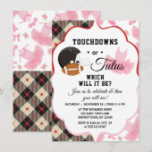ジェンダーリビールベイビーシャワー タッチダウンズ オア チュチューズ 招待状 (正面/裏面)