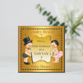 ジェンダーリビールベビーシャワーボーイガールブルネット 招待状 (スタンド正面)