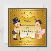 ジェンダーリビールベビーシャワーボーイガールブルネット 招待状 (正面)