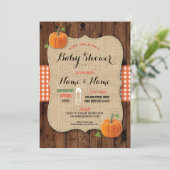ジェンダーリビールベビーシャワーレッドチェックパンプキン招待状 招待状 (スタンド正面)