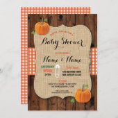 ジェンダーリビールベビーシャワーレッドチェックパンプキン招待状 招待状 (正面/裏面)