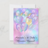 ジェンダーリビールベビーシャワー女の子ボーイピンクブルーバロ 招待状 (裏面)