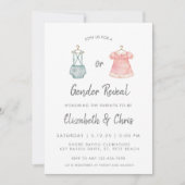 ジェンダーリビールベビーシャワー招待状ピンクブルー 招待状 (正面)