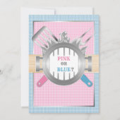 ジェンダーリビールベビーQ BBQピンクブルーギンガム 招待状 (裏面)