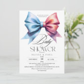 ジェンダーリビールボーピンクとブルーの男の赤ちゃんガール 招待状 (スタンド正面)