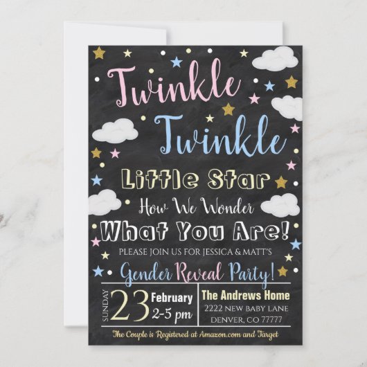 ジェンダーリビールリトルスター招待状 招待状 (正面)