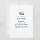 ジェンダーリビールレインボーブルーとピンクのシャワー 招待状 (裏面)