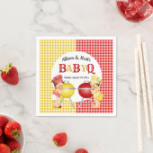 ジェンダーリビールレッドイエロージンガムベビーQ BBQ スタンダードカクテルナプキン (インサイチュ)