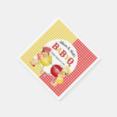 ジェンダーリビールレッドイエロージンガムベビーQ BBQ スタンダードカクテルナプキン (角)