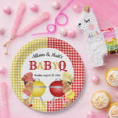 ジェンダーリビールレッドイエロージンガムベビーQ BBQ ペーパープレート (パーティー)