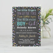 ジェンダーリビール招待の男の子または女の子パープルティール（緑がかった色） 招待状 (スタンド正面)