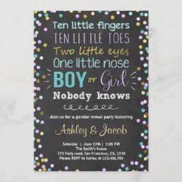 ジェンダーリビール招待の男の子または女の子パープルティール（緑がかった色） 招待状