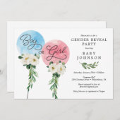 ジェンダーリビール招待状ベビーシャワーピンクまたは青 招待状 (正面/裏面)