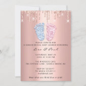 ジェンダーリビール足グリッターピンクブルードリップボーイガール 招待状 (正面)