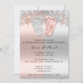 ジェンダーリビール足ドリップスシルバーバラ男の赤ちゃんガール 招待状 (正面)