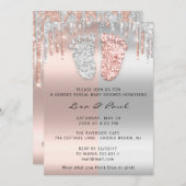 ジェンダーリビール足ドリップスシルバーバラ男の赤ちゃんガール 招待状 (正面/裏面)