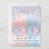 ジェンダーリビール足パステルピンクブルーベビーツインズ 招待状 (裏面)