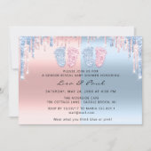 ジェンダーリビール足ピンクブルーベビートゥニンズボーイガール 招待状 (正面)